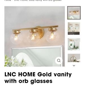 LNC HOME Gold Vanity Lights w/orb Glasses